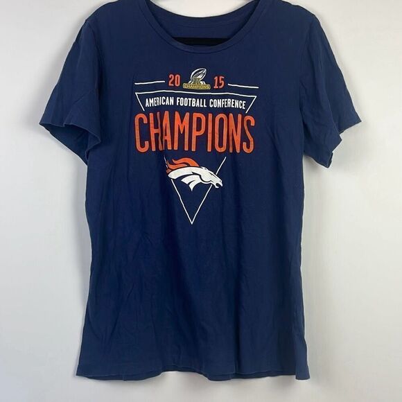 Women's Denver Broncos American Football Conference Champions T-Shirt Blue XXL - Picture 2 of 6